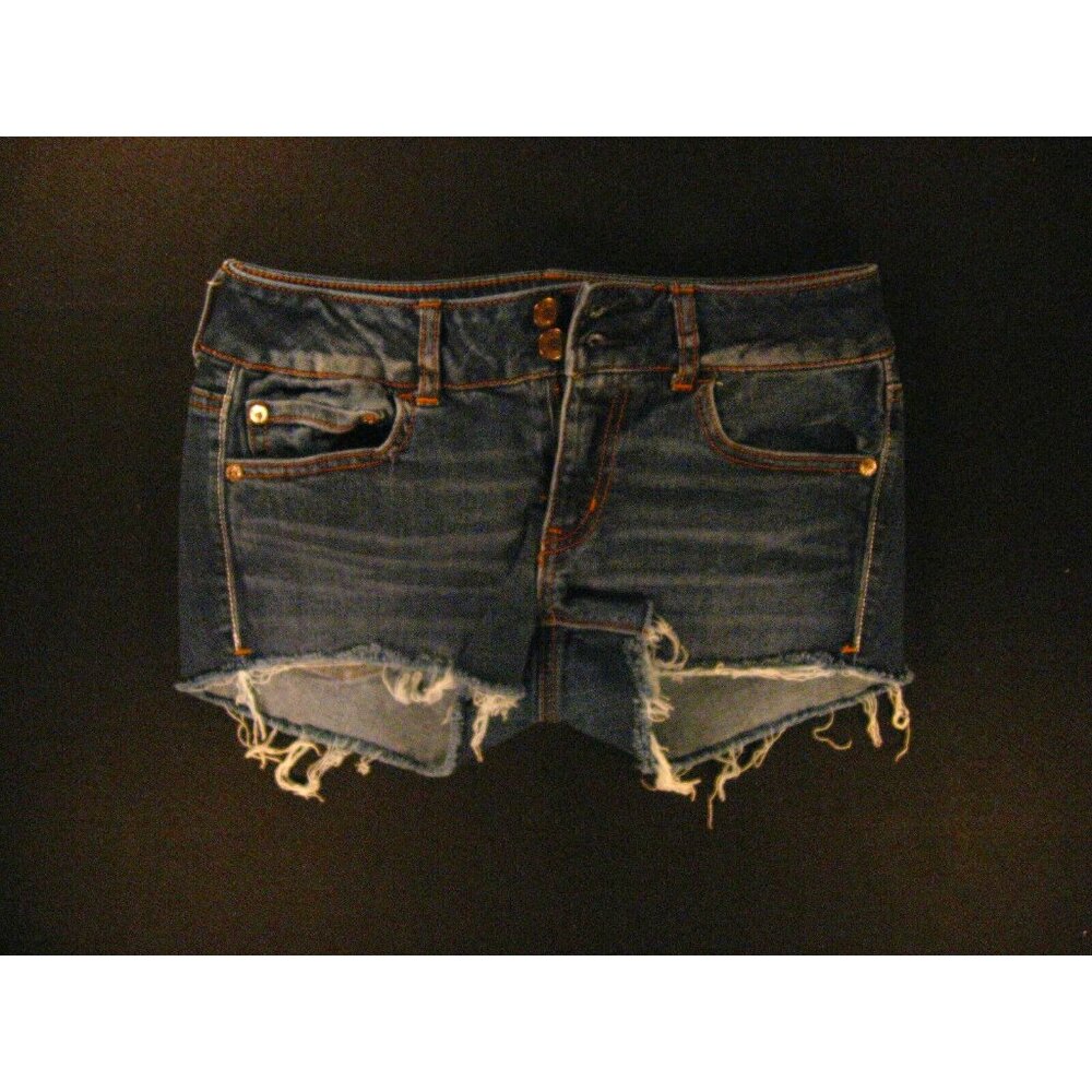 American Eagle ARTIST CUTOFF JEANS SHORTS Womans Low Rise 27 w MEASURED Tag 4